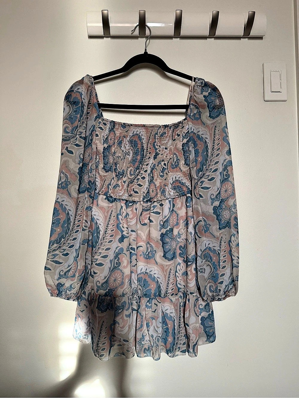 Wilfred Temptest Dress Paisley Mini Dress in Blue Size XS